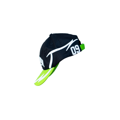 Black cap with green and embroidery 